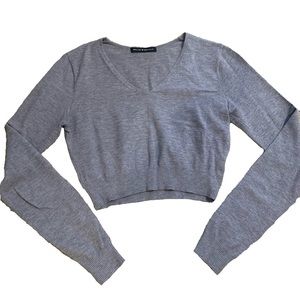 Brandy Melville Grey Long Sleeve Knit Top